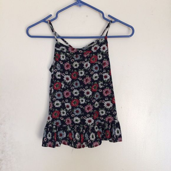 Forever 21 Girls Size 11 Size 12 Spaghetti Cross Straps Blouse Tank Top Floral - Picture 3 of 12